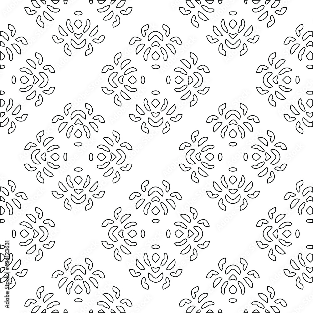 Geometric vector pattern with triangular elements. Seamless abstract ornament for wallpapers and backgrounds. Black and white colors. 