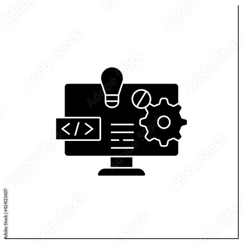 Software platform glyph icon. Programming environment. Platform for creating new operating systems. New idea. Digitalization concept.Filled flat sign. Isolated silhouette vector illustration