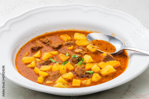 beef goulash soup with potatoes