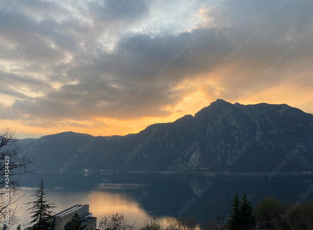 View from Mount Campione di Italia to San Salvatore, Lake Lugano. Switzerland