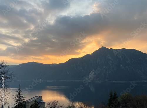 View from Mount Campione di Italia to San Salvatore, Lake Lugano. Switzerland photo