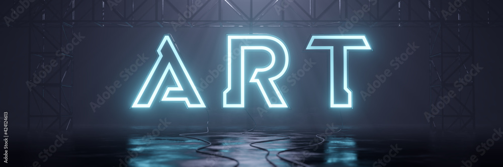 glowing neon tube sign art glowing neon tube sign art