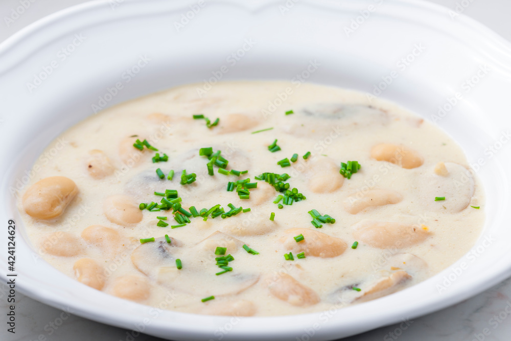 creamy bean soup with mushroom