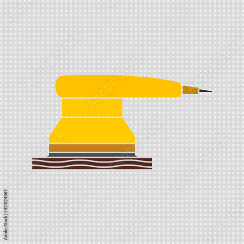 Electric sander icon. For floor and wooden planks sanding ​sandpaper. Isolated vector clipart. Drawing on white blank background.
