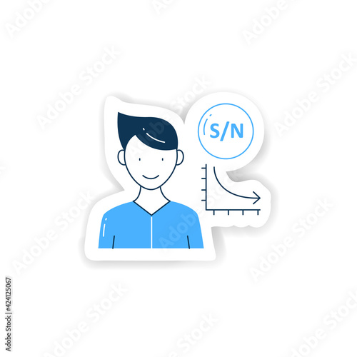 Low signal sticker icon. Low signal to noise ratio. Minimum level to establish connections badge for designs.Information overload vector emblem