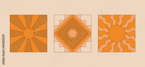 Vector illustration in simple linear style - design templates - hippie style