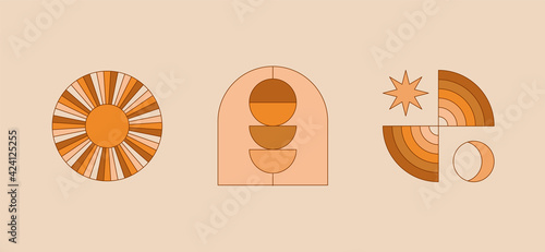 Vector illustration in simple linear style - design templates - hippie style