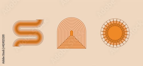Vector illustration in simple linear style - design templates - hippie style