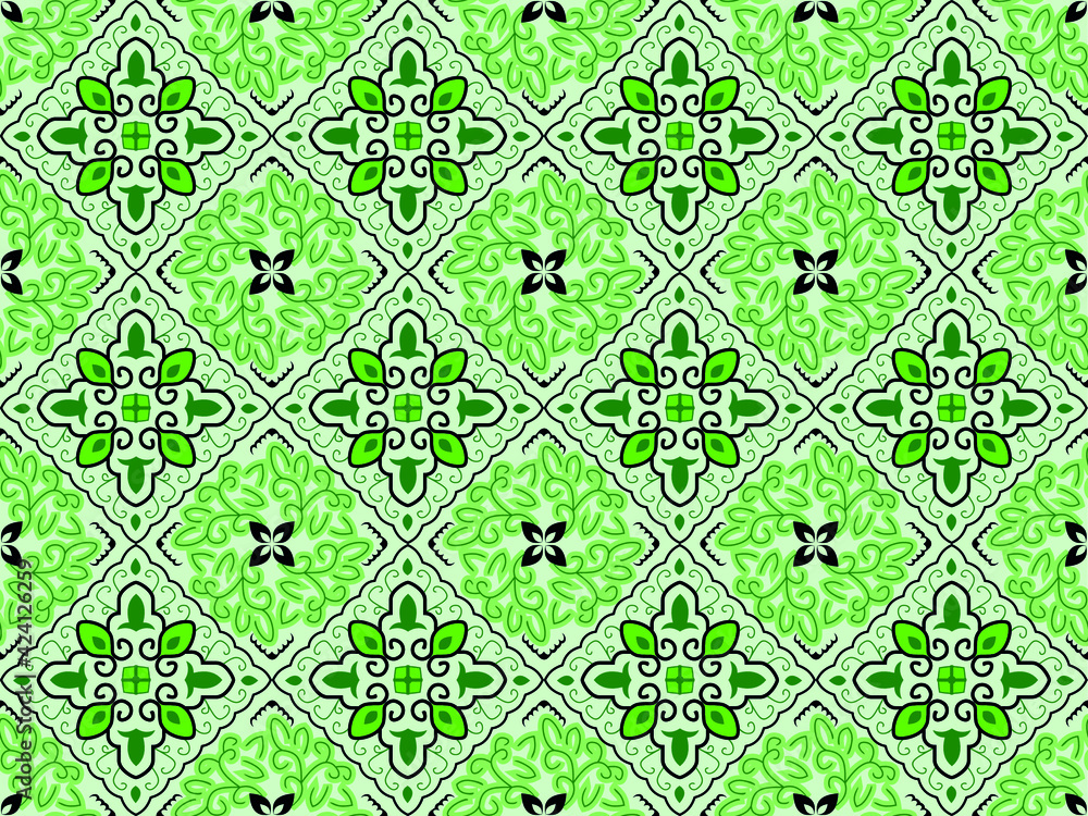 Batik is a pictorial design that is made specifically by writing on cloth, which has a distinctiveness. art motif design. Pattern batik motifs of modern colors. Vector art