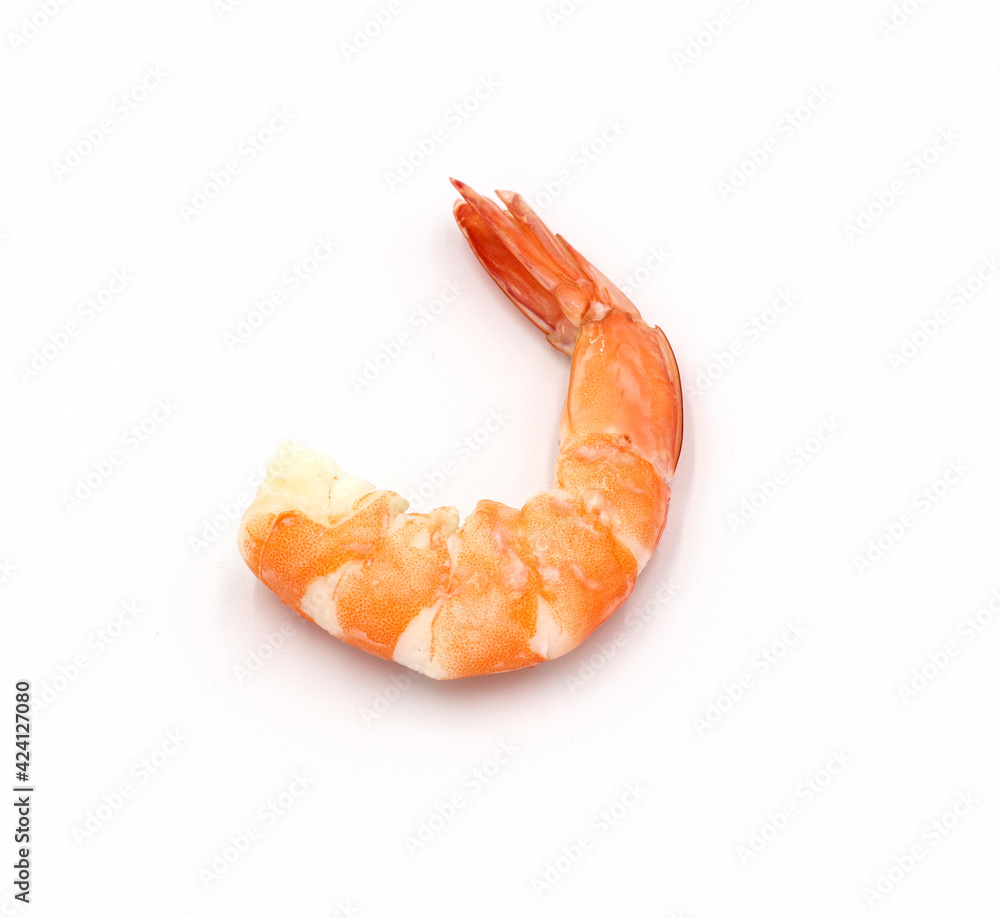 Fresh shrimp isolated on white background seafood tiger prawn