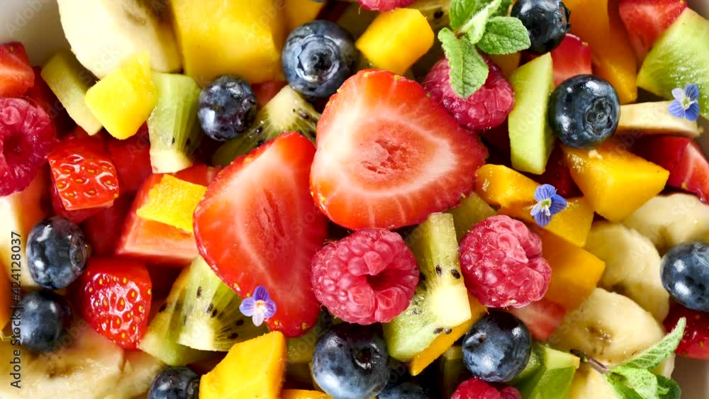 close up on colorful fruit salad close up on colorful fruit salad