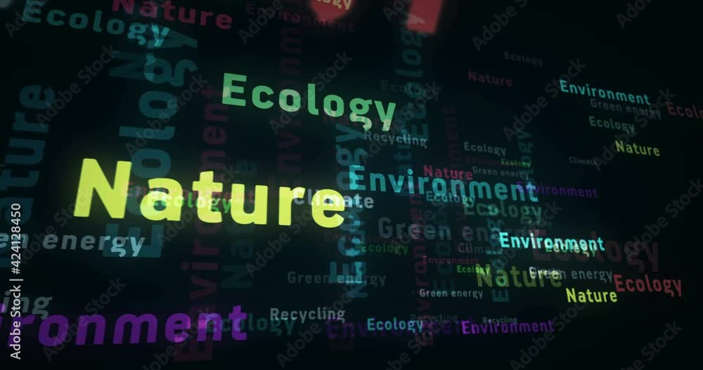Ecology nature and environment abstract loop concept. Green energy, recycling and climate text. Seamless, endless and looping 3d words animation. Ecology nature and environment abstract loop concept. Green energy, recycling and climate text. Seamless, endless and looping 3d words animation.