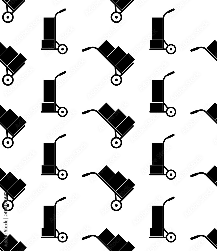 Obraz premium Hand Truck Icon Seamless Pattern, Hand Trolley Icon, Platform Trolley