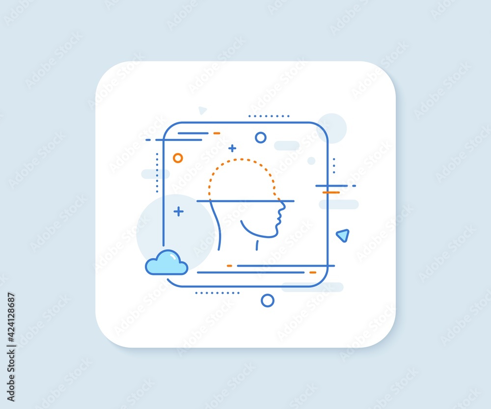 Face scanning line icon. Abstract square vector button. Facial scan sign. Head recognition symbol. Face scanning line icon. Quality concept badge. Vector Face scanning line icon. Abstract square vector button. Facial scan sign. Head recognition symbol. Face scanning line icon. Quality concept badge. Vector