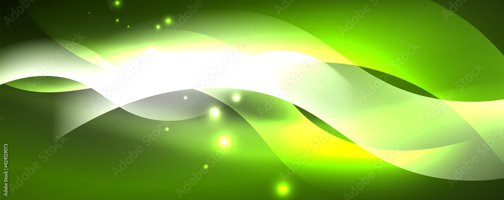 Shiny glowing neon wave, light lines abstract background. Magic energy and motion concept. Vector wallpaper template Shiny glowing neon wave, light lines abstract background. Magic energy and motion concept. Vector wallpaper template