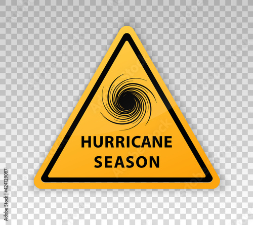 Tornado icon. Cyclone yellow sign. Spiral tornado. Blow hurricane. Tropical storm. Road warning. Alert symbol isolated on background. Vector illustration