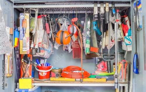 Fotografie Tool cabinet. Tool storage ready to use. Storage concept.