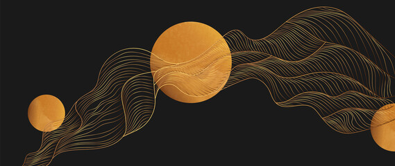 Fototapete Abstrakte Welle Goldene Linienkunst abstrakt elegant  © TWINS DESIGN STUDIO