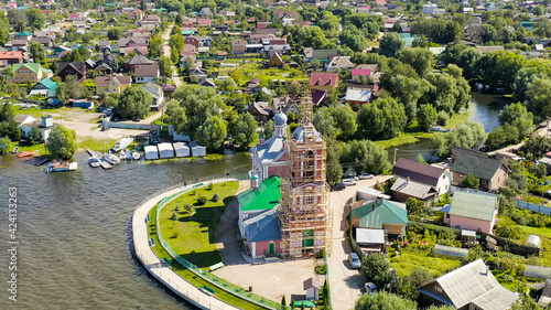 Pereslavl-Zalessky, Russia. Church of the Forty Martyrs of Sebastia at the Novospassky Monastery, or the Temple of the Forty Martyrs of Sebastia in the Spasskaya Sloboda. Aerial View photo