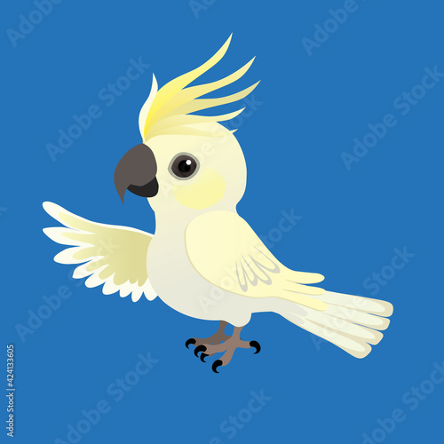 An illustration of a cute sulphur-crested cockatoo