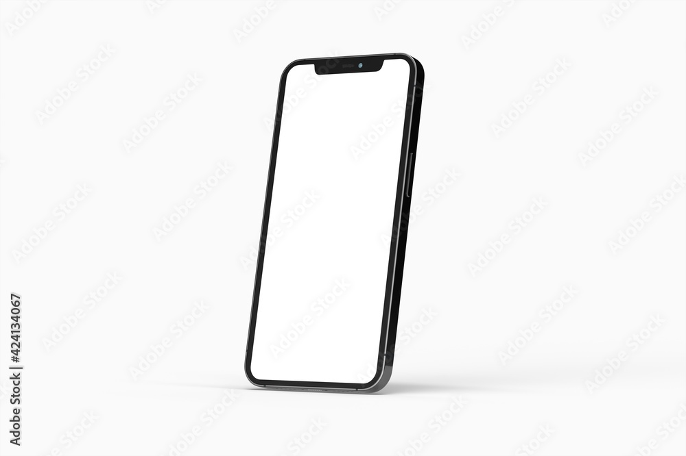 Realistic isometric black frameless smartphone mockup perspective 3d - obrazy, fototapety, plakaty 