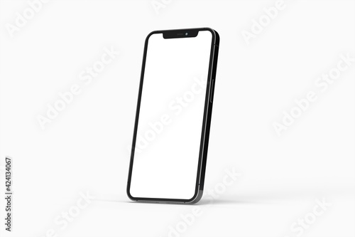 Realistic isometric black frameless smartphone mockup perspective 3d