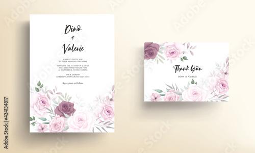 Beautiful wedding card with beautiful soft flowers