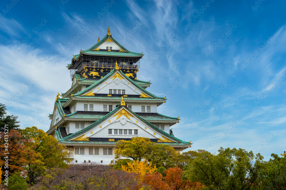 Osaka castle beautiful attraction ancient architecture landmark Osaka castle in autumn, Osaka City, Kansai, Japan. Osaka castle beautiful attraction ancient architecture landmark Osaka castle in autumn, Osaka City, Kansai, Japan.