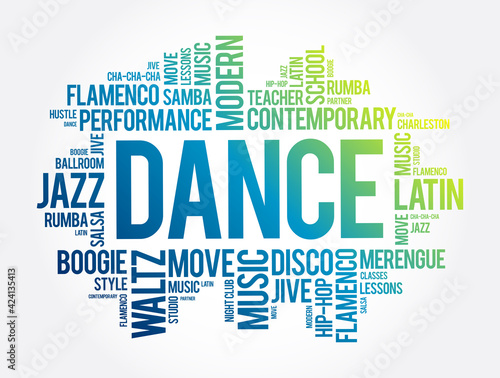 Dance word cloud collage, concept background