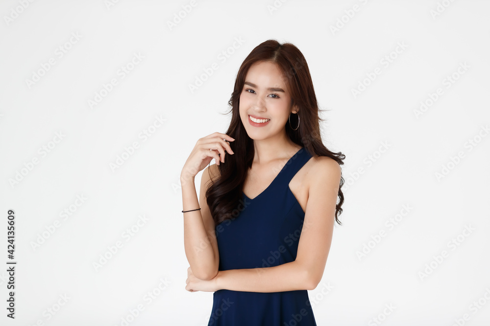 Portrait of a young teen Asian woman with black long hair on white background Portrait of a young teen Asian woman with black long hair on white background