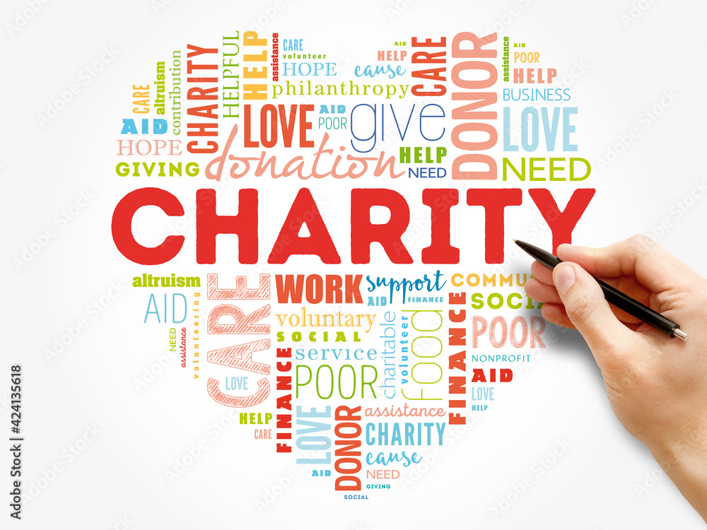Charity heart word cloud collage, concept Charity heart word cloud collage, concept