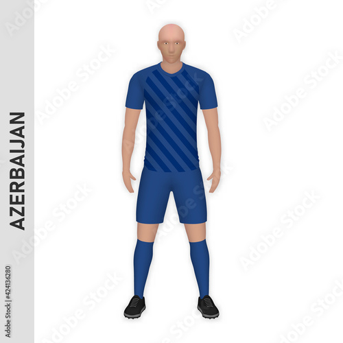 3D realistic soccer player mockup. Azerbaijan Football Team Kit template