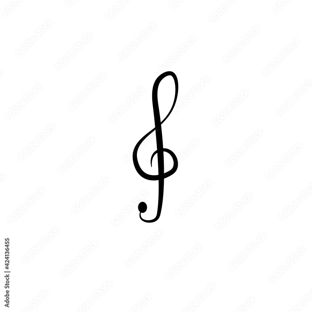 Musical note icon with handwriting. Vector drawing. Musical note icon with handwriting. Vector drawing.