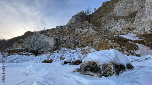 Wallpaper Mural Amazing rocky ice landscape near the frozen Lake Baikal. Beautiful winter landscape. Torontodigital.ca