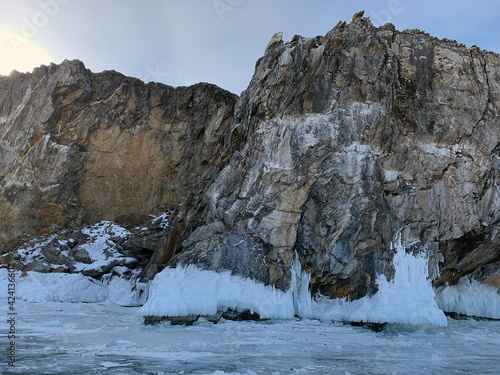 Wallpaper Mural Stones and ice blocks covered with snow near the frozen Lake Baikal. Torontodigital.ca