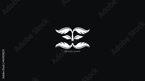 Alphabet letter Initial E, EE leaf logo vector design, minimal, innovative, creative, symbol, sign, monogram, template, logotype, concept, branding for premium business typeface, startup, company etc.