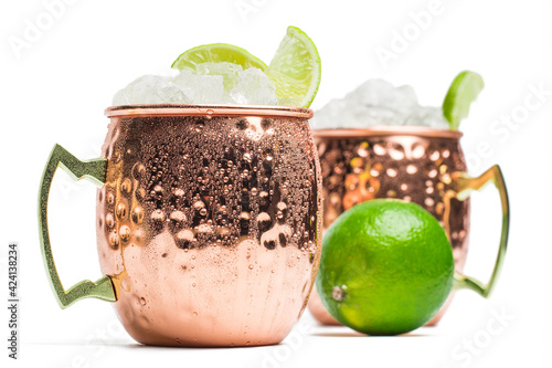 Moscow mule cocktail isolated on white background