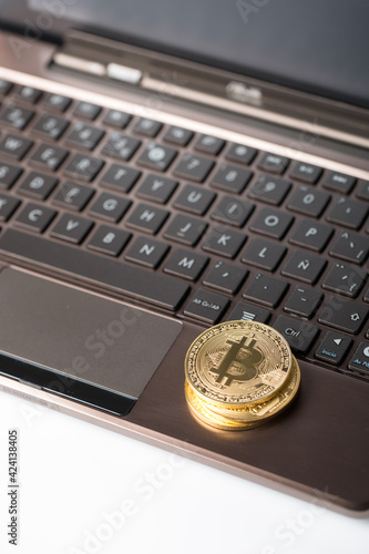 Bitcoin with laptop photo