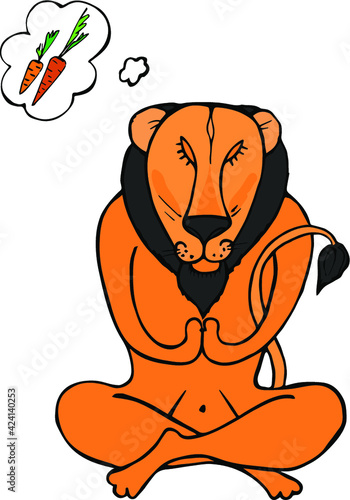 yoga lion sukhasana cartoon vector