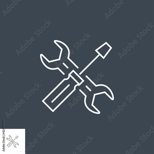 Services Related Vector Thin Line Icon. Isolated on Black Background. Editable Stroke. Vector Illustration.
