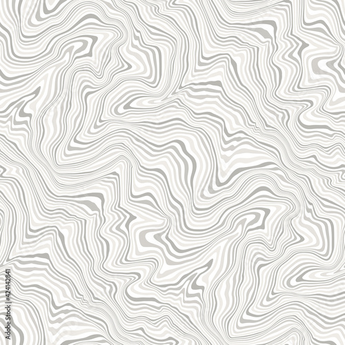 Vector seamless pattern. Abstract texture with thin grey wavy stripes. Creative distorted background. Decorative subtle liquid print. Can be used as swatch for illustrator.