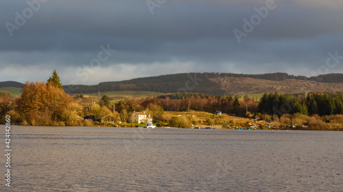 Galloway Sailing Centre and Loch Ken, near New Galloway, on a cloudy winters day
