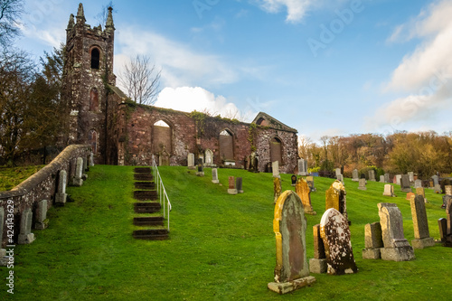 Graveyard and the remains of Tongland Church and Abbey, Scotland photo