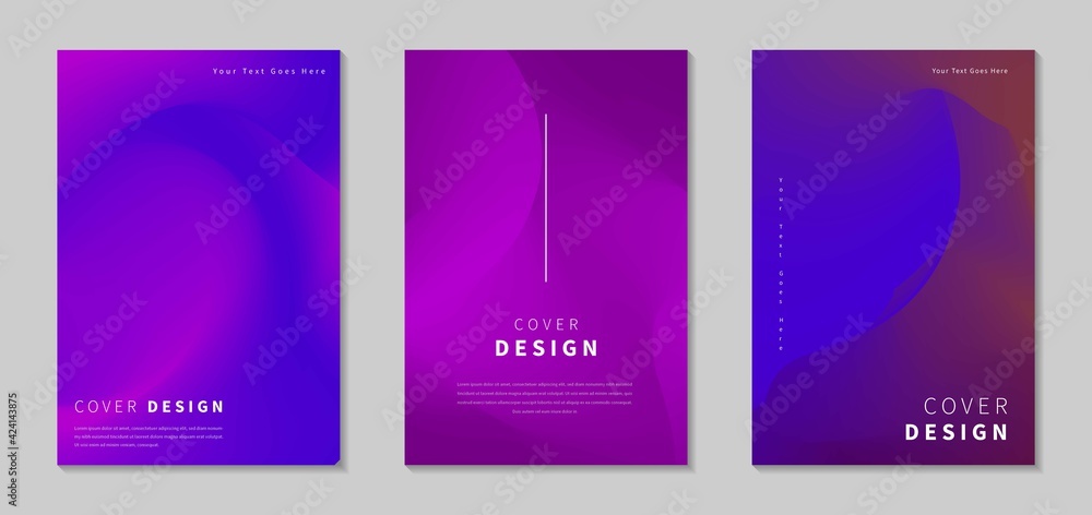 Set Abstract Purple Gradient Mesh Cover Background. Can Be Used Foe Poster, Flyer, Brochure Or Banner Template.