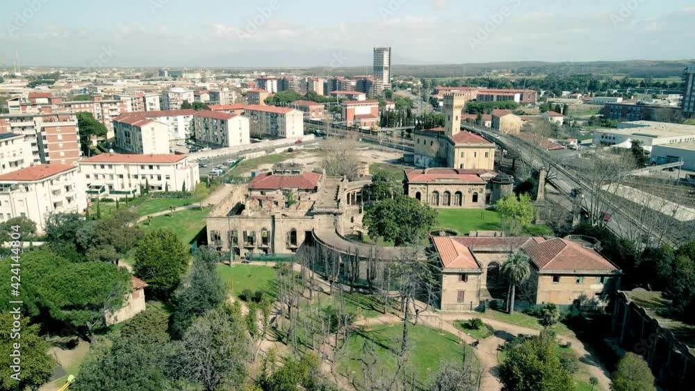 Leghorn, Italy. Aerial view of Fonte del Corallo, old thermal spring Leghorn, Italy. Aerial view of Fonte del Corallo, old thermal spring