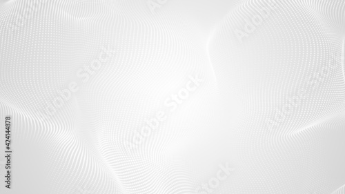 Dot white gray wave light technology texture background. Abstract big data digital concept. 3d rendering.