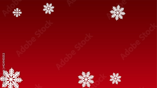 Christmas Vector Background with Falling Snowflakes. Isolated on Red Background. Realistic Snow Sparkle Pattern. Snowfall Overlay Print. Winter Sky. Papercut Snowflakes.