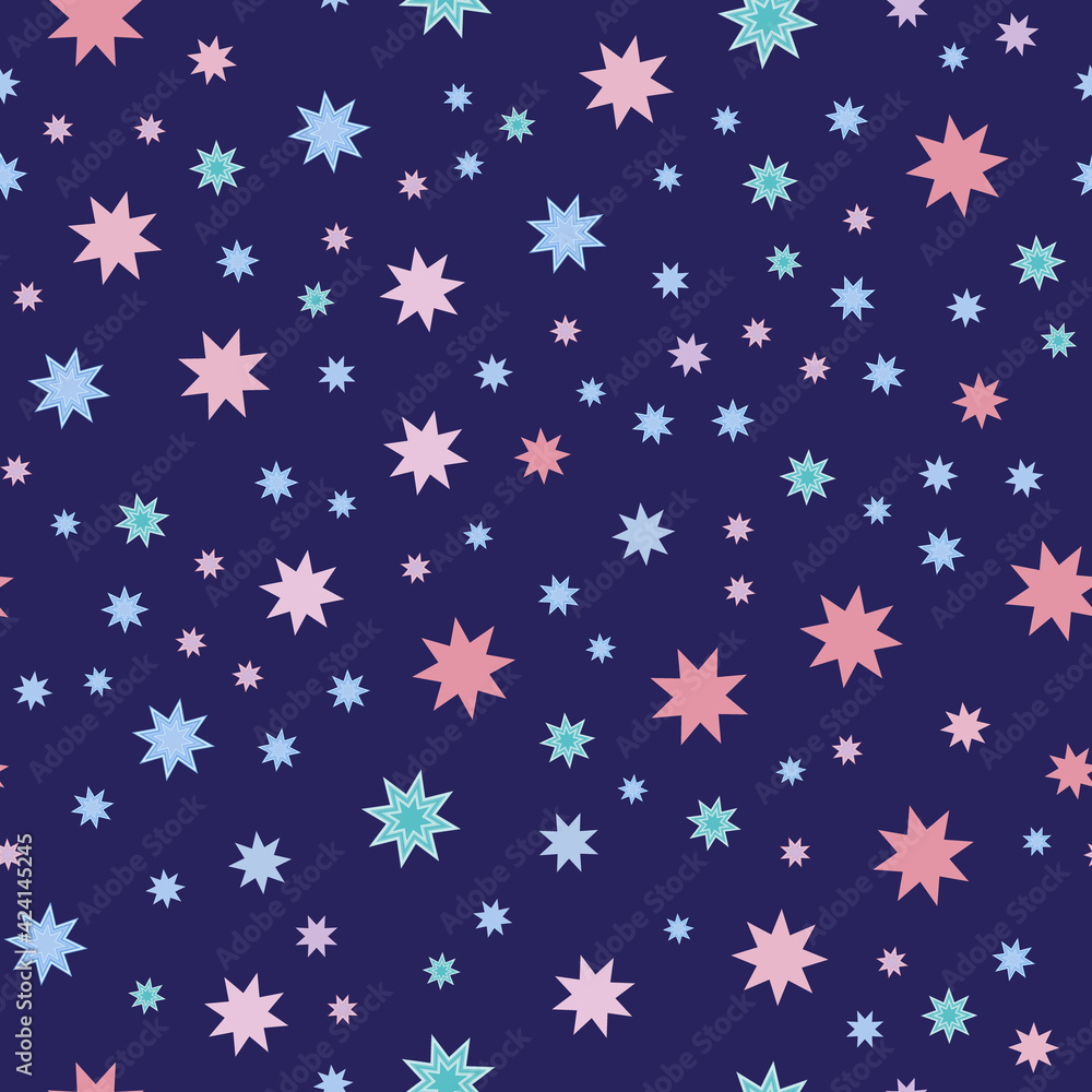 Star pattern. Sky. For children's textiles and fabrics. Seamless, endless, blue background for baby. Vector. Star pattern. Sky. For children's textiles and fabrics. Seamless, endless, blue background for baby. Vector.