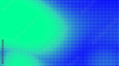 Dots halftone green blue color pattern gradient texture with technology digital background. Dots pop art comics with summer background.