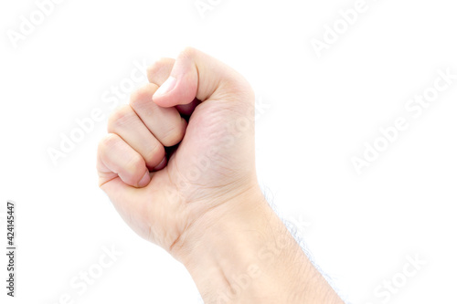 Man's hands are showing their fists with a sense of accomplishment.